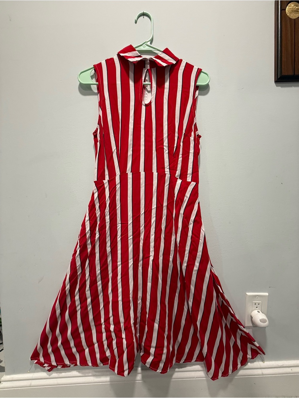 Modcloth Red and White Striped Sleeveless Midi Dress